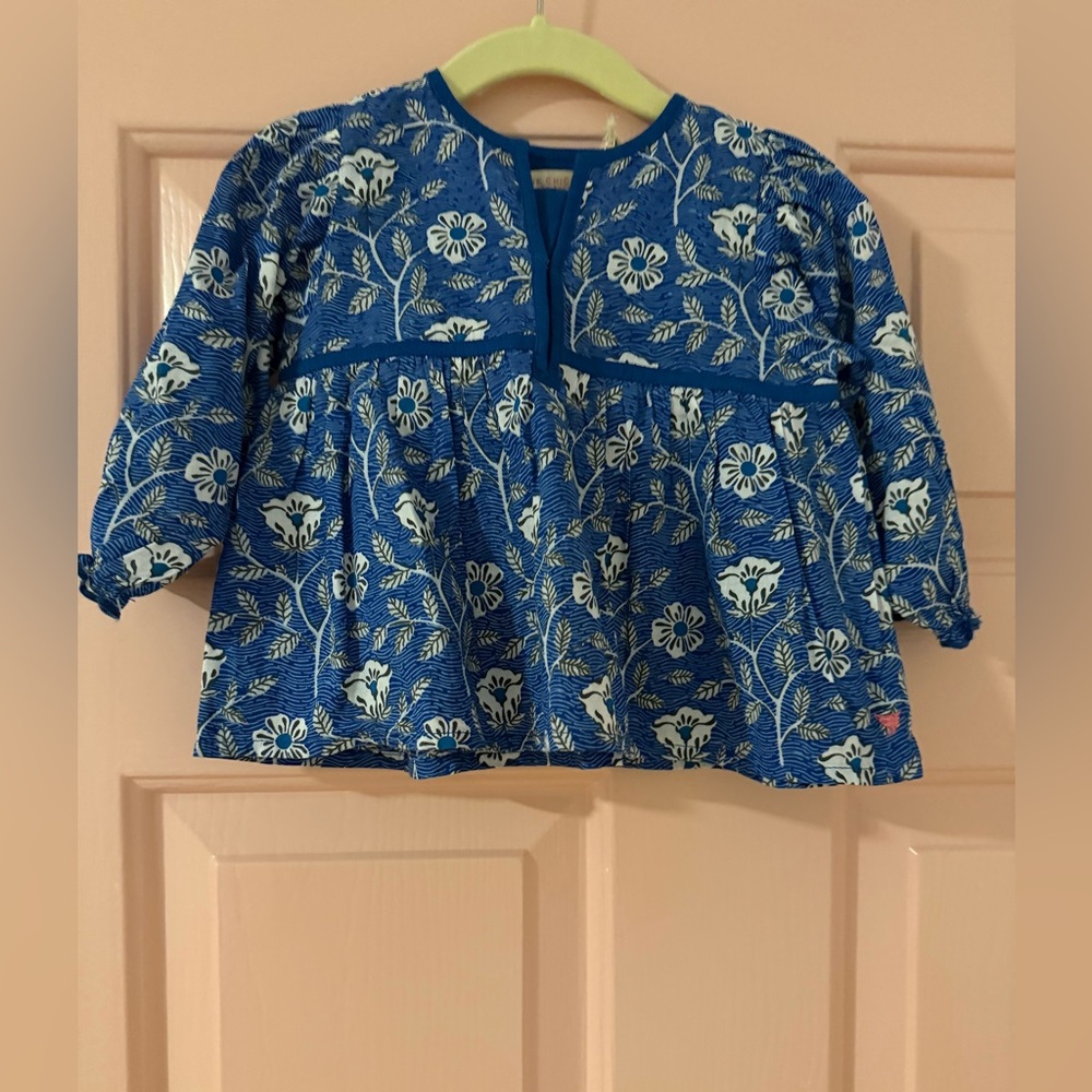 Blue Floral Kids set Pink Chicken NWT